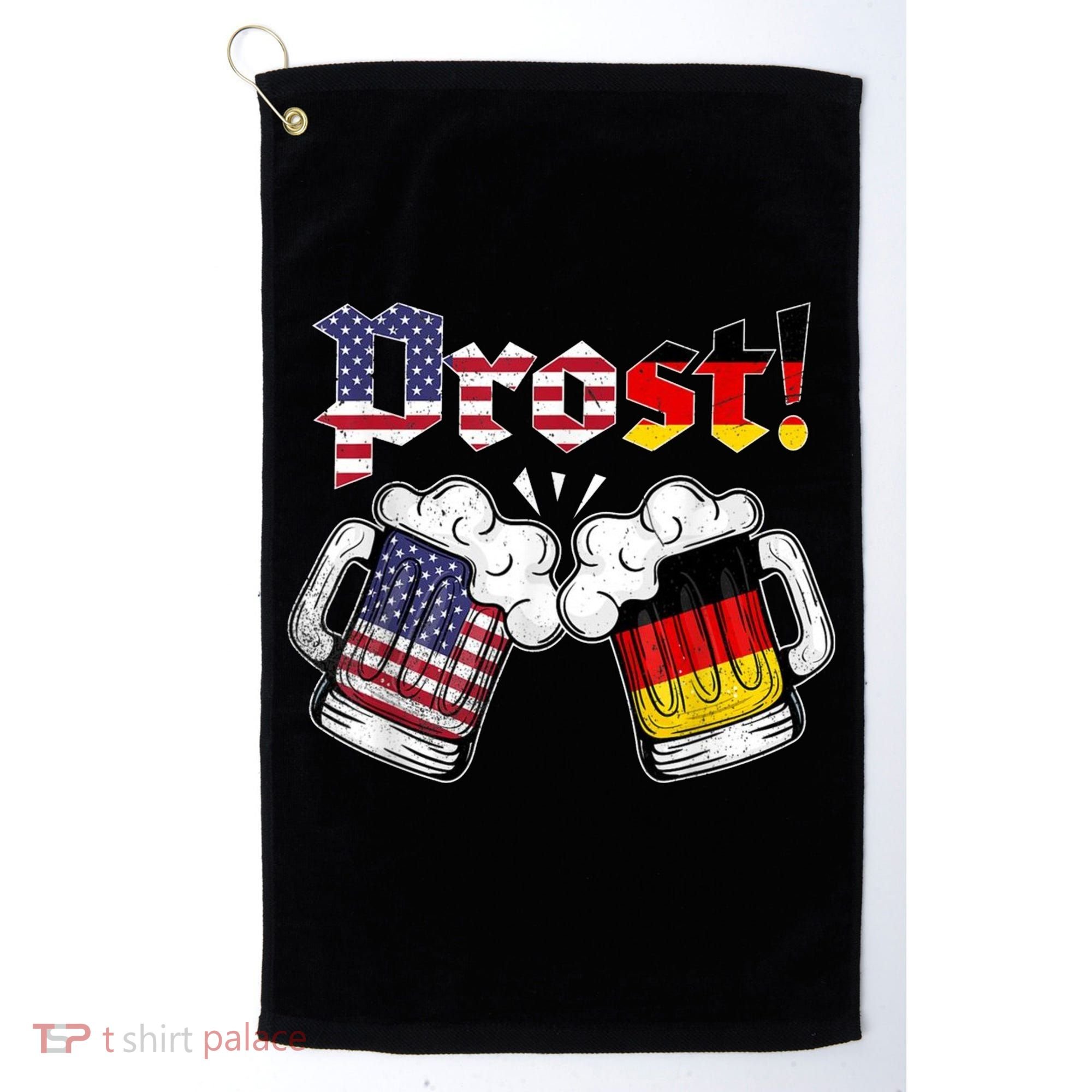 Happy Oktoberfest American German Munich Flag Prost Golf Towel