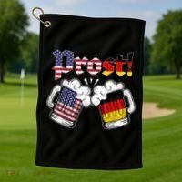 Happy Oktoberfest American German Munich Flag Prost Golf Towel thumb 1