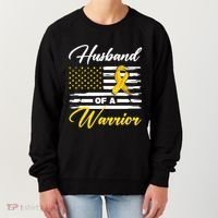 Husband Of A Warrior Usa Flag Ewing Sarcoma Cancer Awareness Gift Women's Sweatshirt thumb 0
