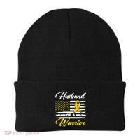 Husband Of A Warrior Usa Flag Ewing Sarcoma Cancer Awareness Gift Beanie thumb 0
