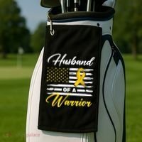 Husband Of A Warrior Usa Flag Ewing Sarcoma Cancer Awareness Gift Golf Towel thumb 2