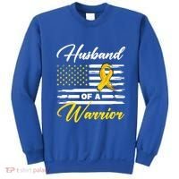 Husband Of A Warrior Usa Flag Ewing Sarcoma Cancer Awareness Gift Sweatshirt thumb 0