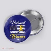 Husband Of A Warrior Usa Flag Ewing Sarcoma Cancer Awareness Gift Button thumb 0