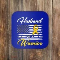 Husband Of A Warrior Usa Flag Ewing Sarcoma Cancer Awareness Gift Coaster thumb 0