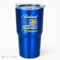 Husband Of A Warrior Usa Flag Ewing Sarcoma Cancer Awareness Gift Tumbler thumb 0