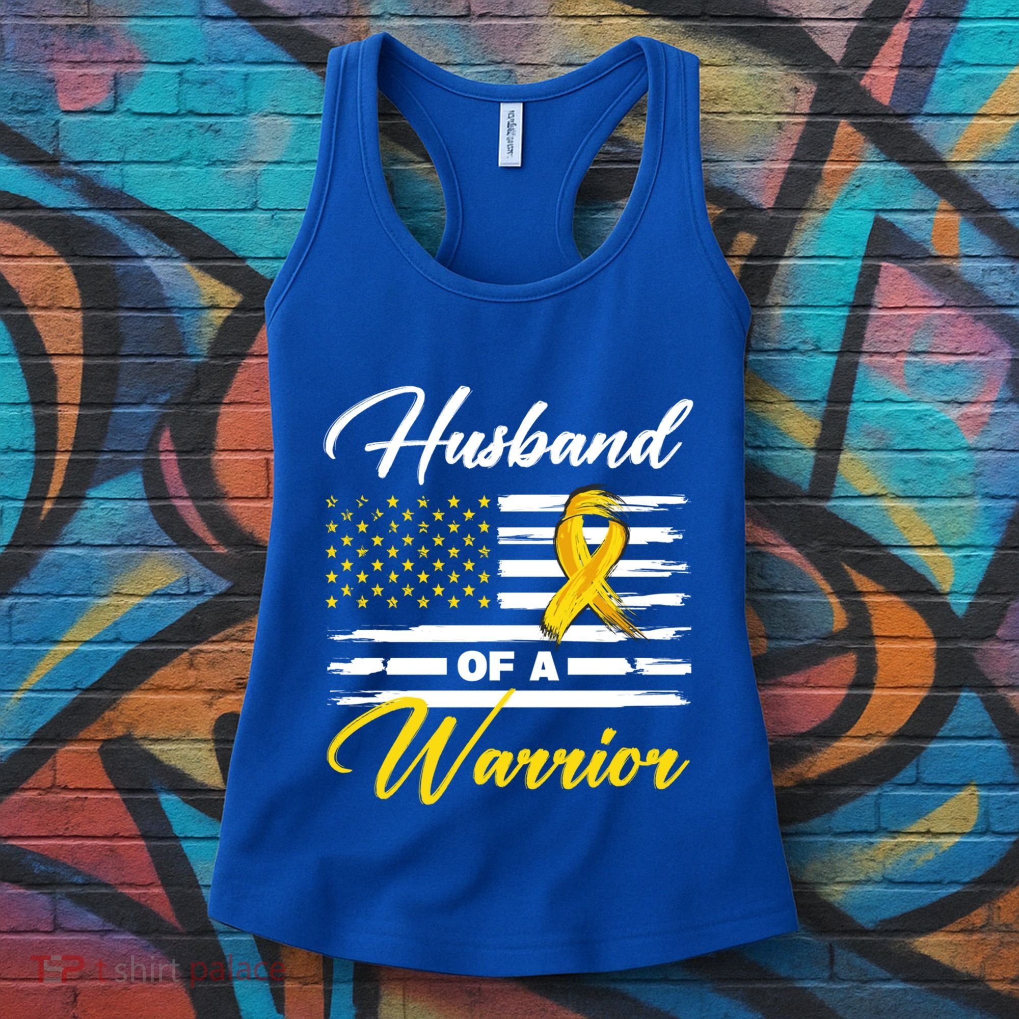 Husband Of A Warrior Usa Flag Ewing Sarcoma Cancer Awareness Gift Women's Tank Top