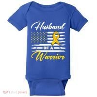 Husband Of A Warrior Usa Flag Ewing Sarcoma Cancer Awareness Gift Baby Bodysuit thumb 0