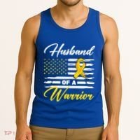 Husband Of A Warrior Usa Flag Ewing Sarcoma Cancer Awareness Gift Tank Top thumb 3