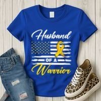 Husband Of A Warrior Usa Flag Ewing Sarcoma Cancer Awareness Gift Women's T-Shirt thumb 3