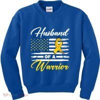 Husband Of A Warrior Usa Flag Ewing Sarcoma Cancer Awareness Gift Kids Sweatshirt thumb 0