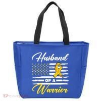 Husband Of A Warrior Usa Flag Ewing Sarcoma Cancer Awareness Gift Tote Bag thumb 0
