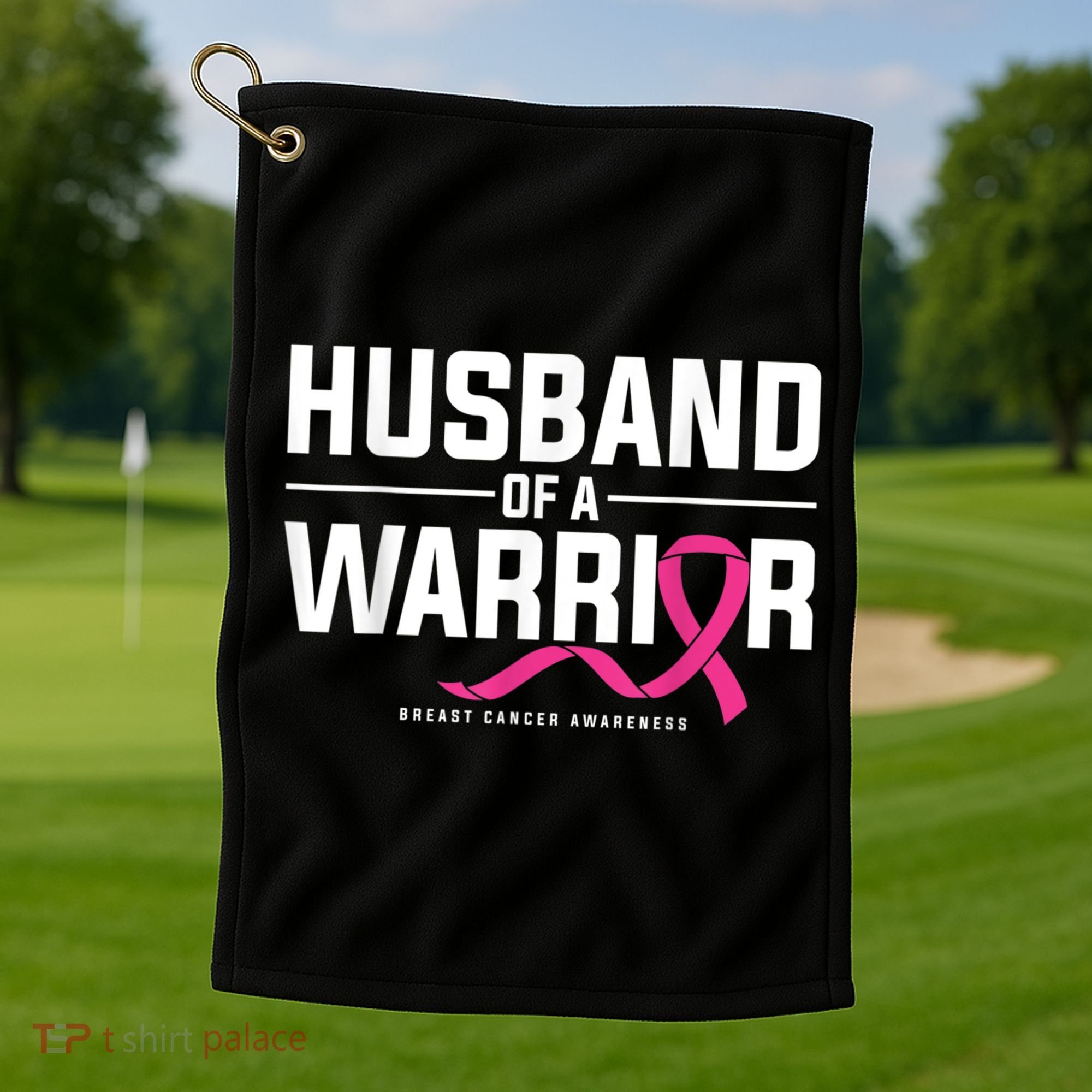 Husband Of A Warrior Breast Cancer Awareness Golf Towel