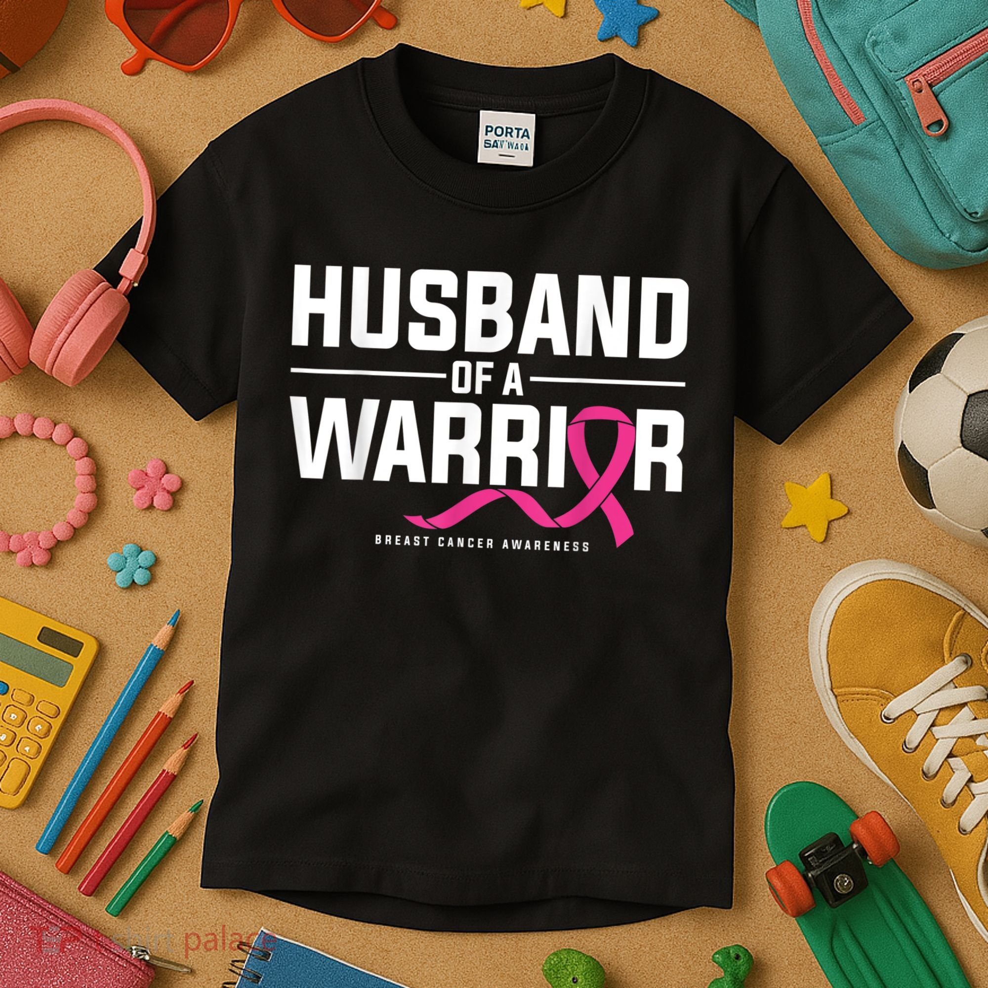 Husband Of A Warrior Breast Cancer Awareness Kids T-Shirt