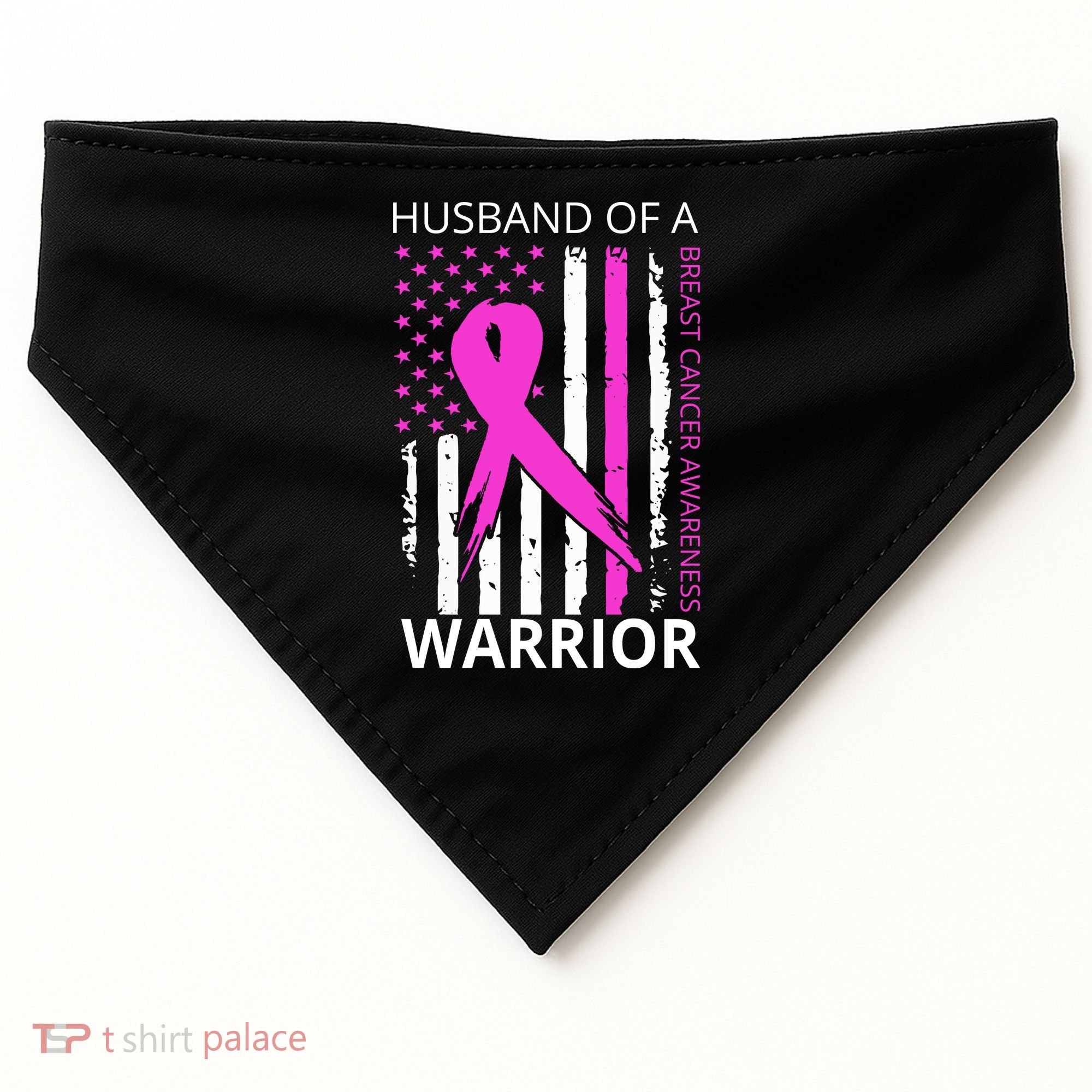 Husband Of A Warrior Breast Cancer Awareness USA-Made Doggie Bandana