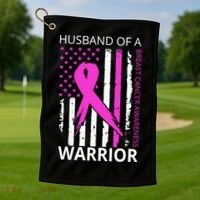 Husband Of A Warrior Breast Cancer Awareness Golf Towel thumb 1