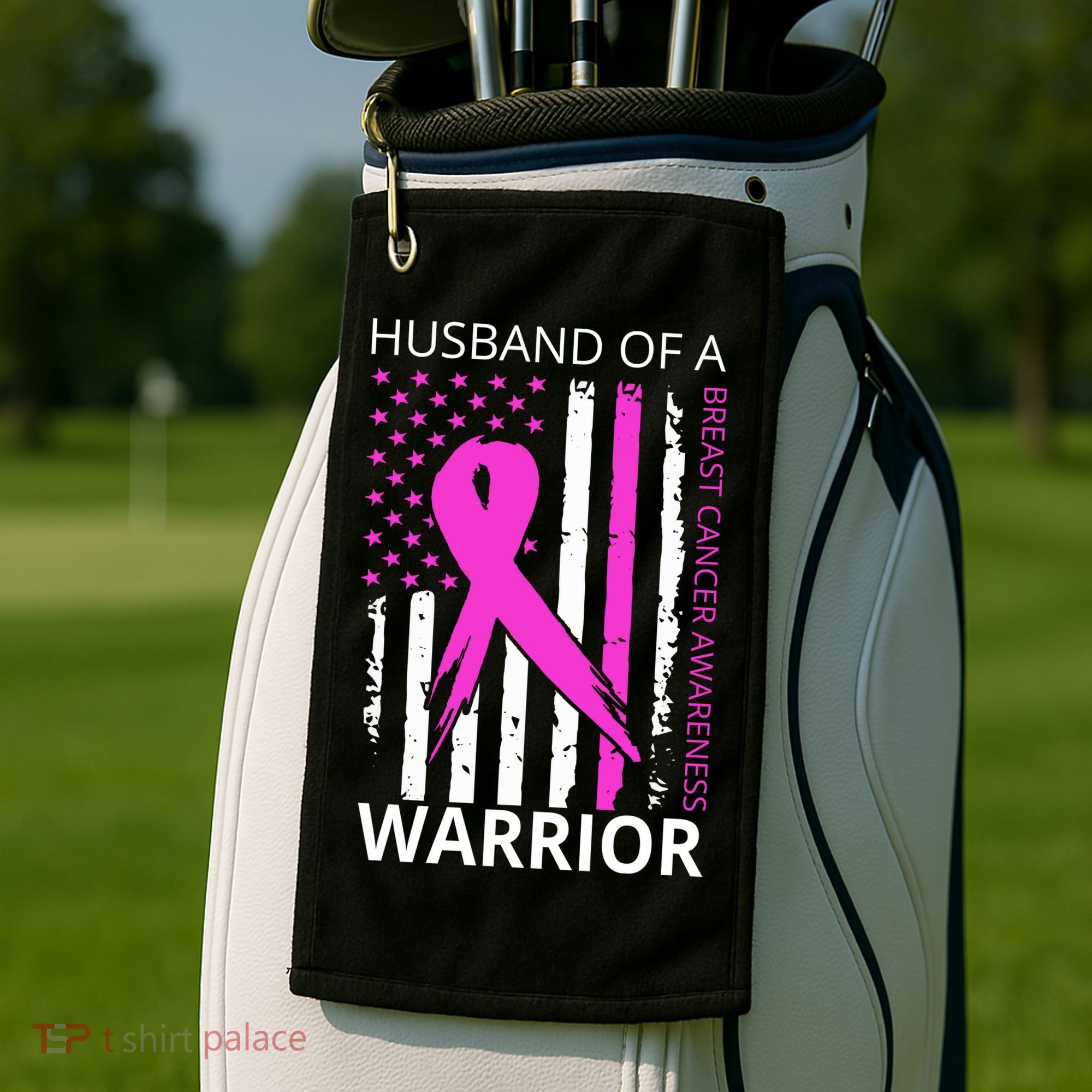 Husband Of A Warrior Breast Cancer Awareness Golf Towel