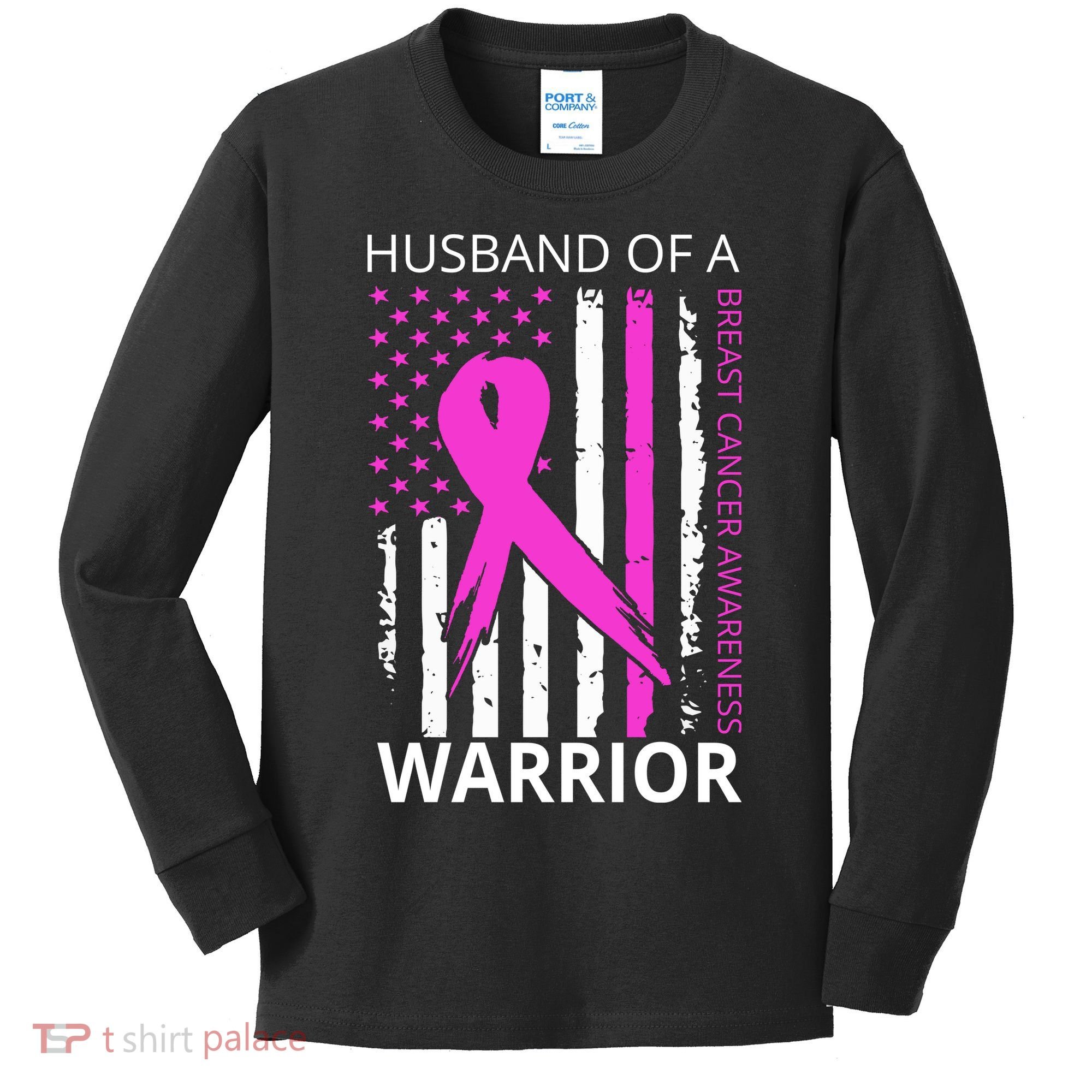 Husband Of A Warrior Breast Cancer Awareness Kids Long Sleeve Shirt