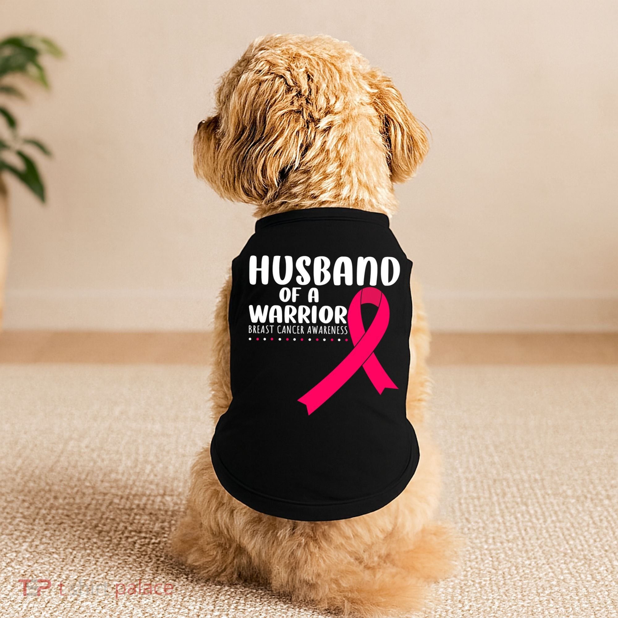 Husband Of A Warrior Pink Ribbon Breast Cancer Support Doggie Tank