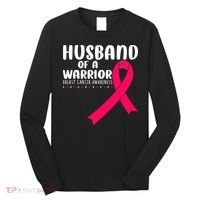 Husband Of A Warrior Pink Ribbon Breast Cancer Support Long Sleeve Shirt thumb 0