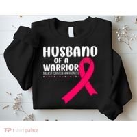 Husband Of A Warrior Pink Ribbon Breast Cancer Support Sweatshirt thumb 2