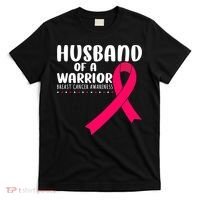 Husband Of A Warrior Pink Ribbon Breast Cancer Support T-Shirt thumb 0