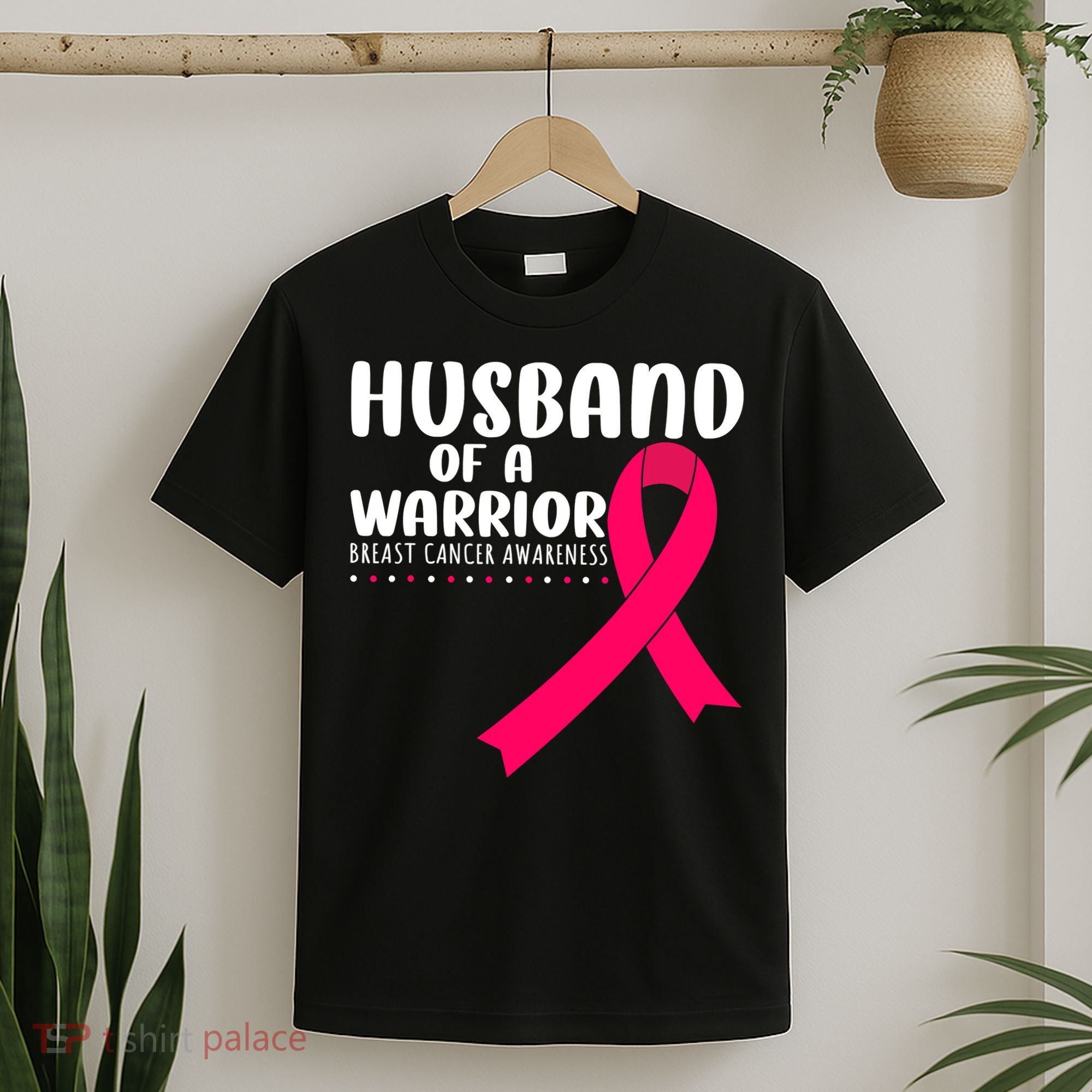 Husband Of A Warrior Pink Ribbon Breast Cancer Support T-Shirt