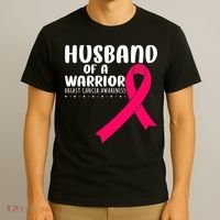 Husband Of A Warrior Pink Ribbon Breast Cancer Support T-Shirt thumb 3