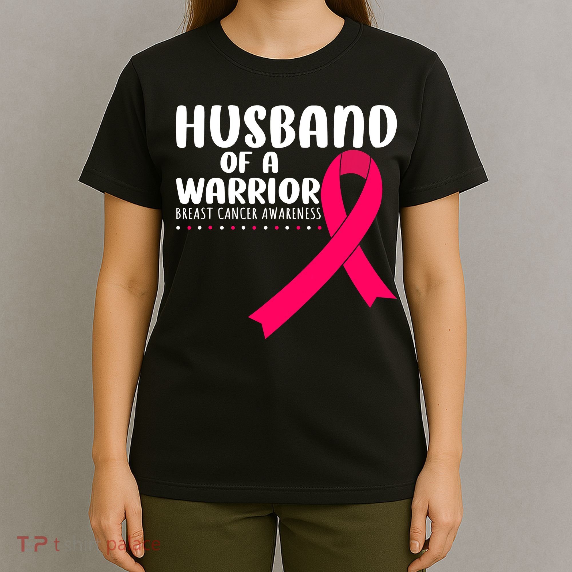 Husband Of A Warrior Pink Ribbon Breast Cancer Support T-Shirt