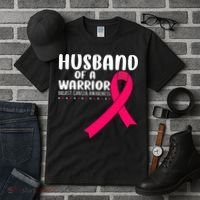 Husband Of A Warrior Pink Ribbon Breast Cancer Support Tall T-Shirt thumb 3