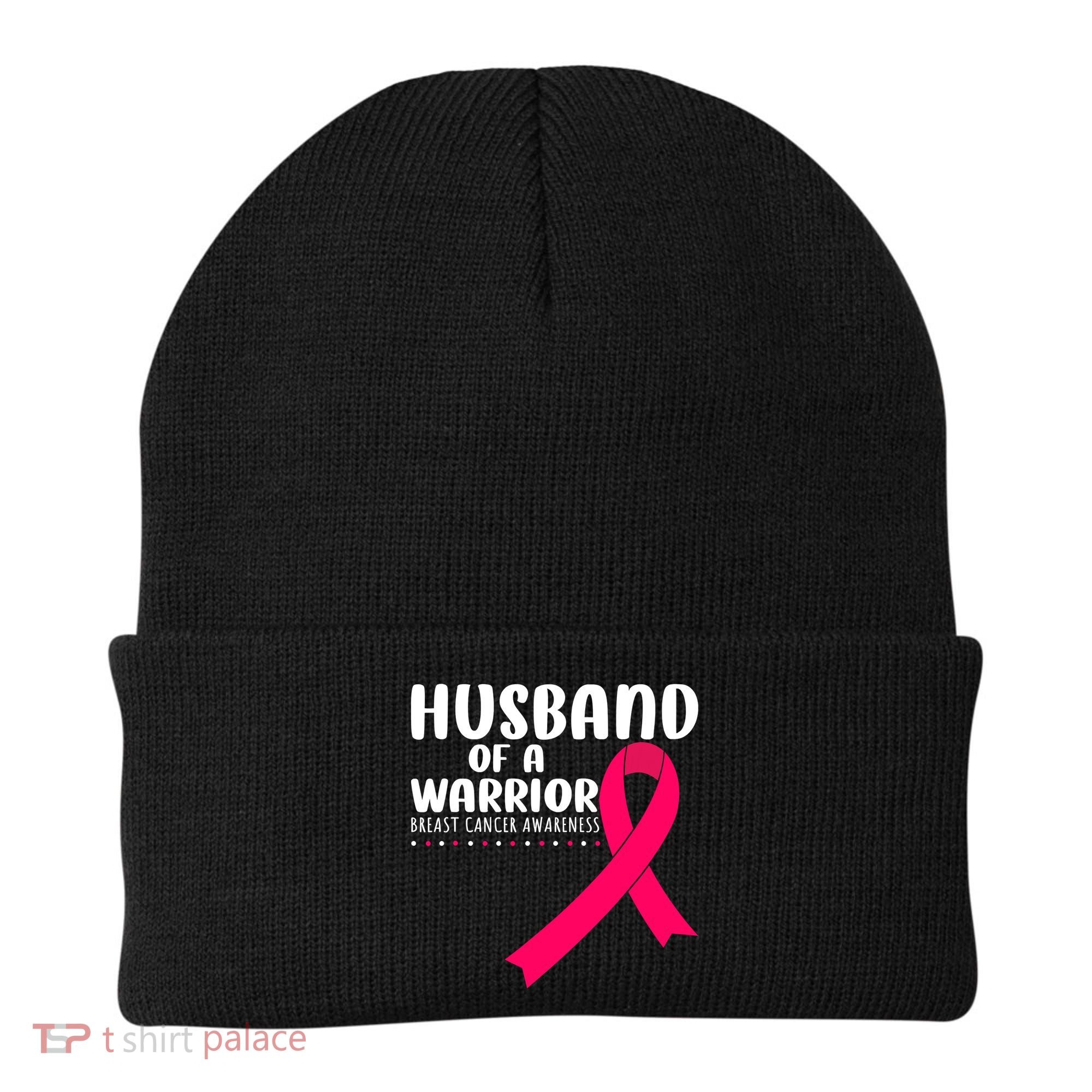 Husband Of A Warrior Pink Ribbon Breast Cancer Support Beanie