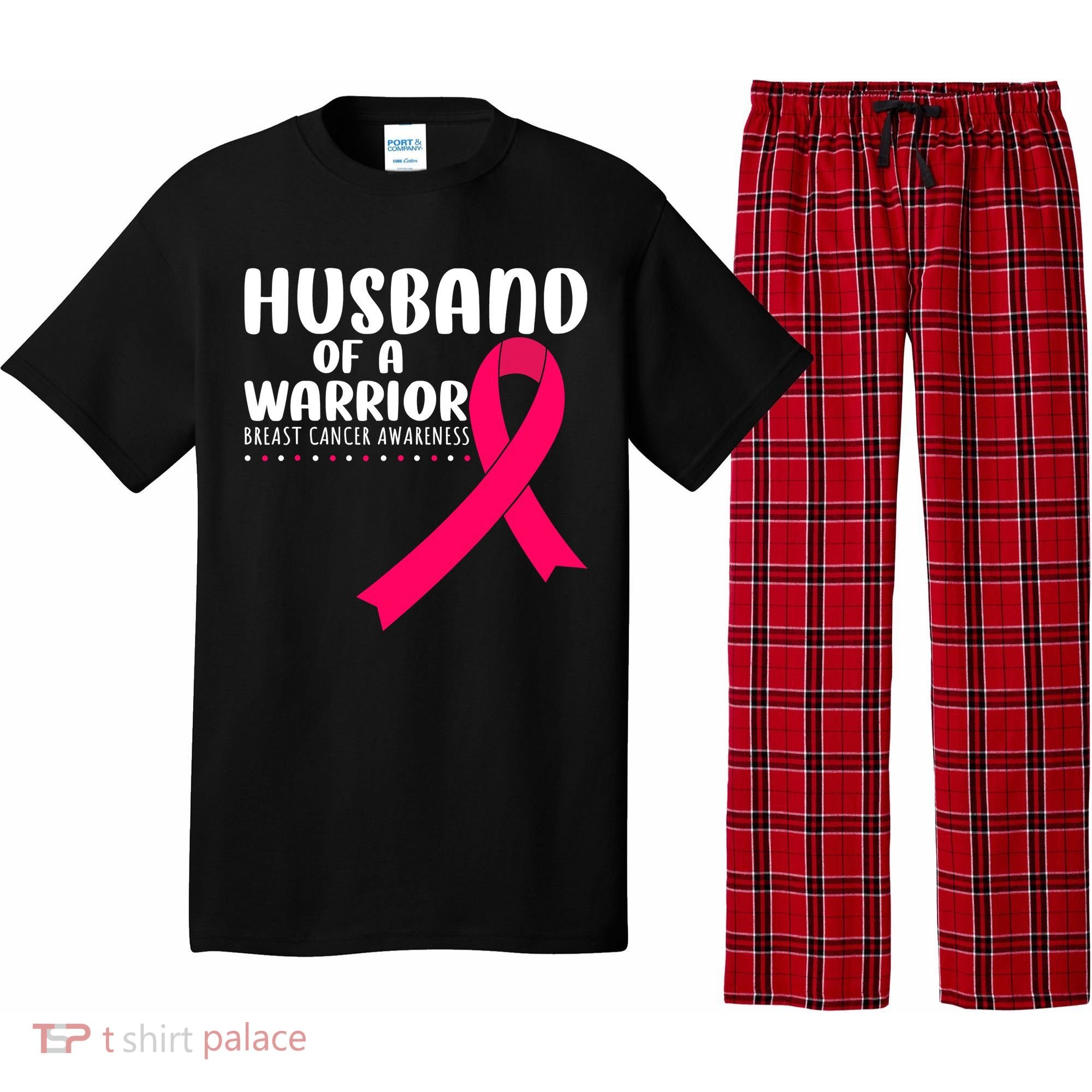 Husband Of A Warrior Pink Ribbon Breast Cancer Support Pajama Set