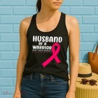 Husband Of A Warrior Pink Ribbon Breast Cancer Support Women's Tank Top thumb 2