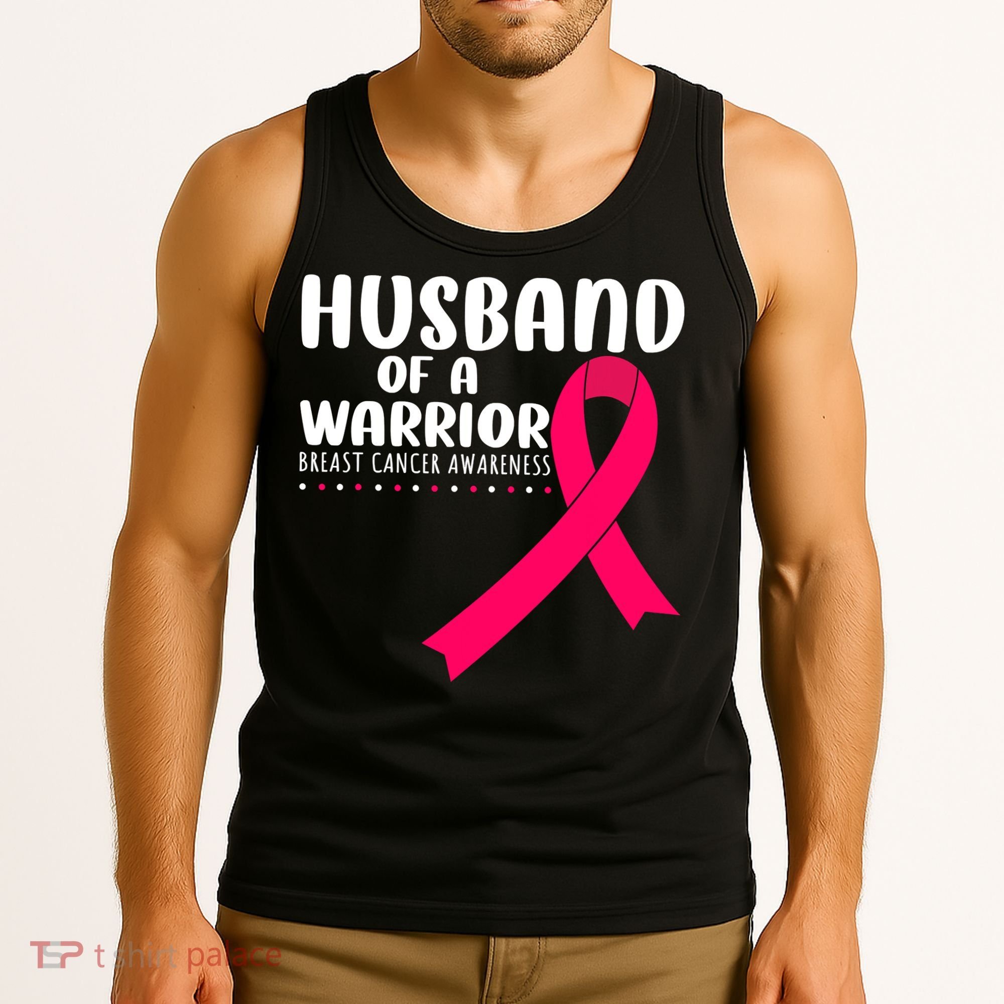 Husband Of A Warrior Pink Ribbon Breast Cancer Support Tank Top