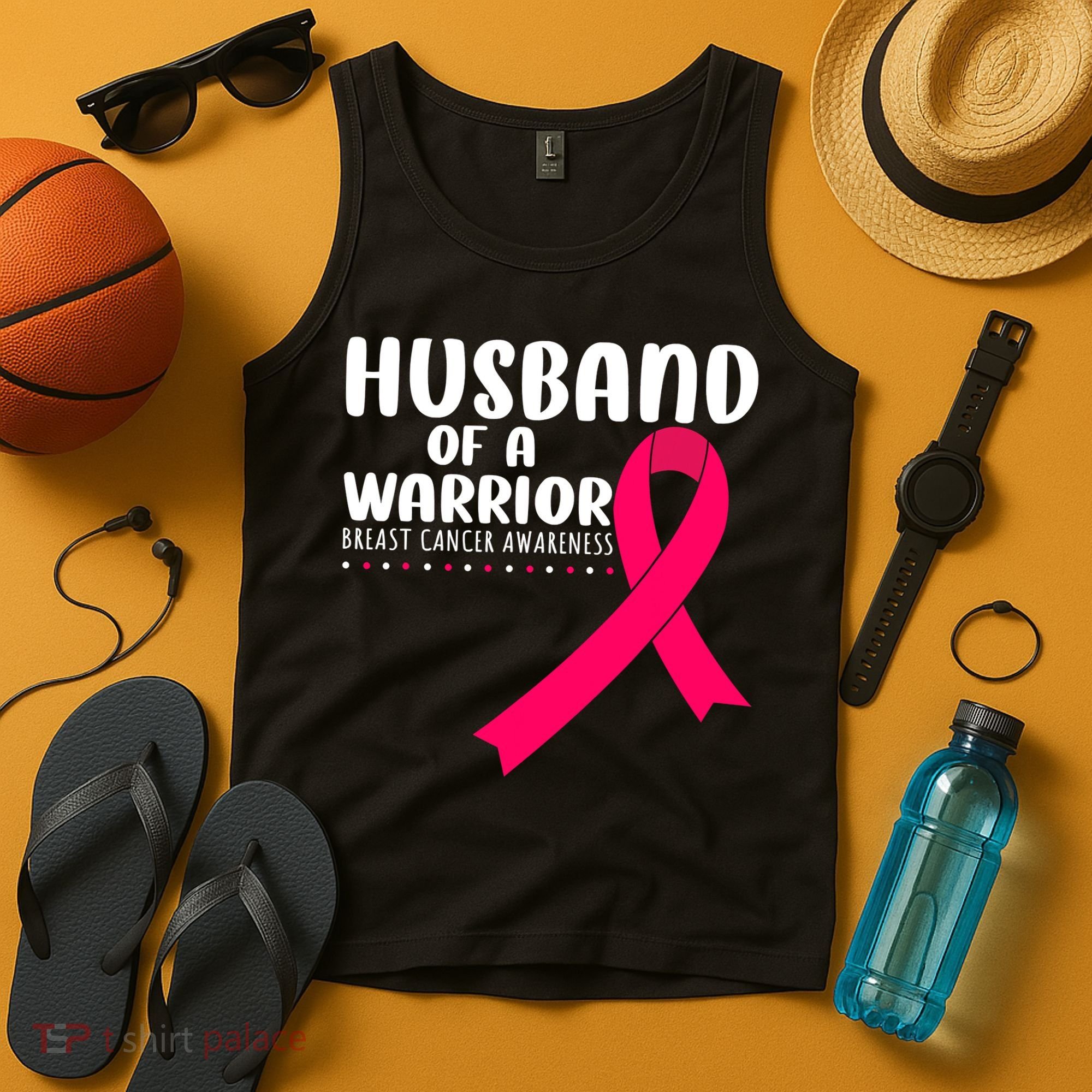 Husband Of A Warrior Pink Ribbon Breast Cancer Support Tank Top