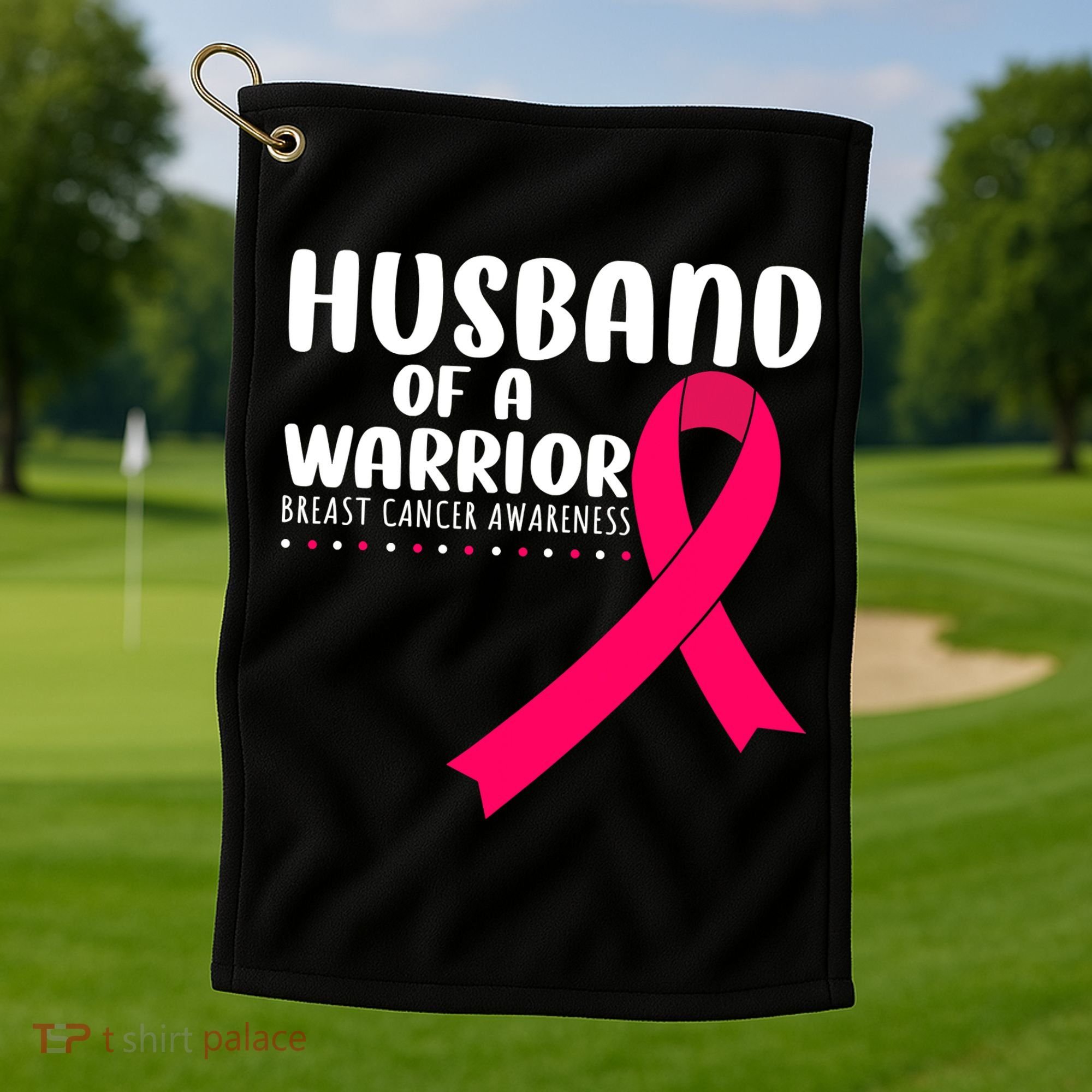 Husband Of A Warrior Pink Ribbon Breast Cancer Support Golf Towel