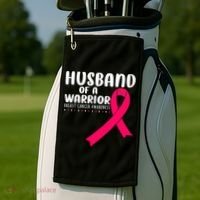 Husband Of A Warrior Pink Ribbon Breast Cancer Support Golf Towel thumb 2
