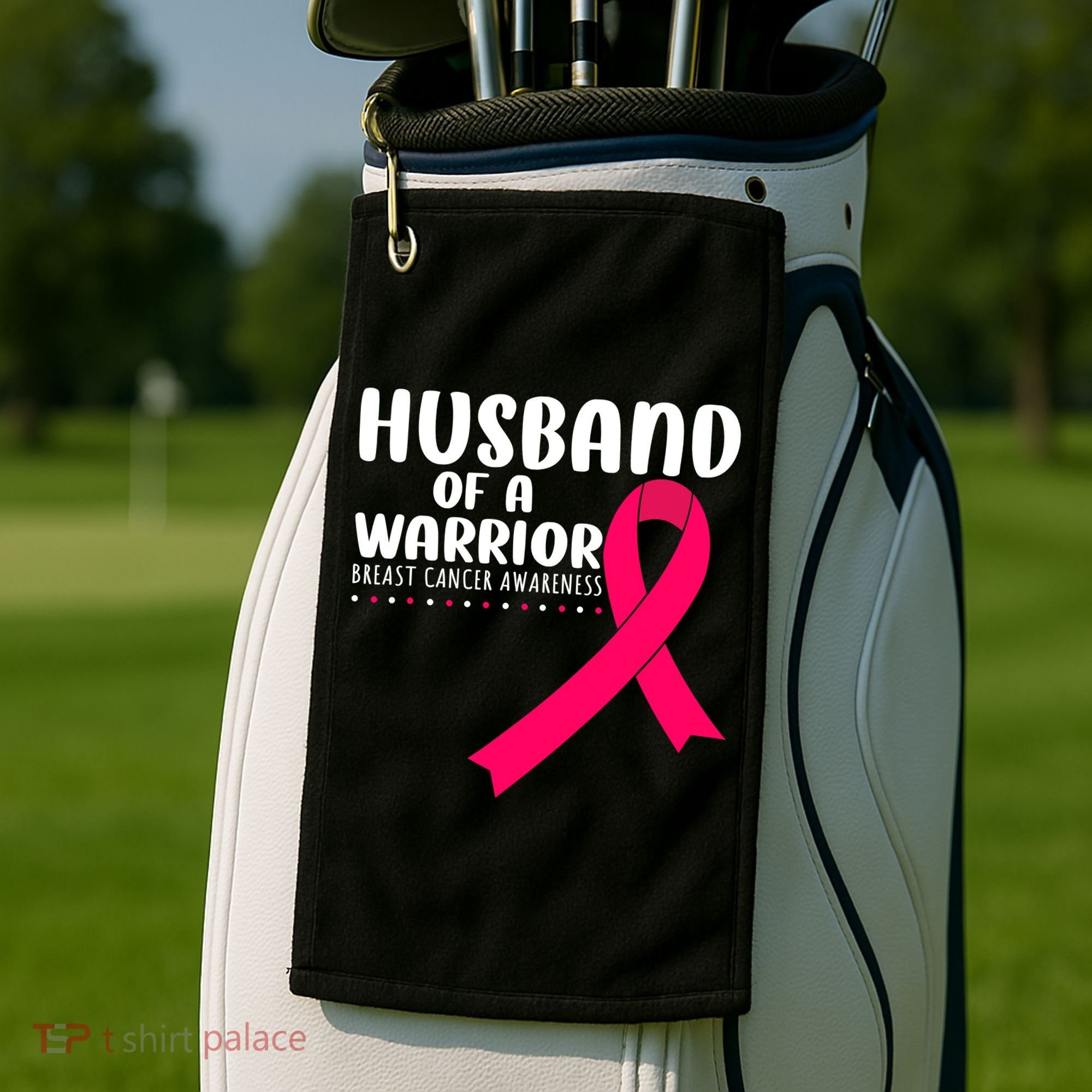 Husband Of A Warrior Pink Ribbon Breast Cancer Support Golf Towel