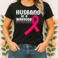 Husband Of A Warrior Pink Ribbon Breast Cancer Support Women's T-Shirt thumb 2