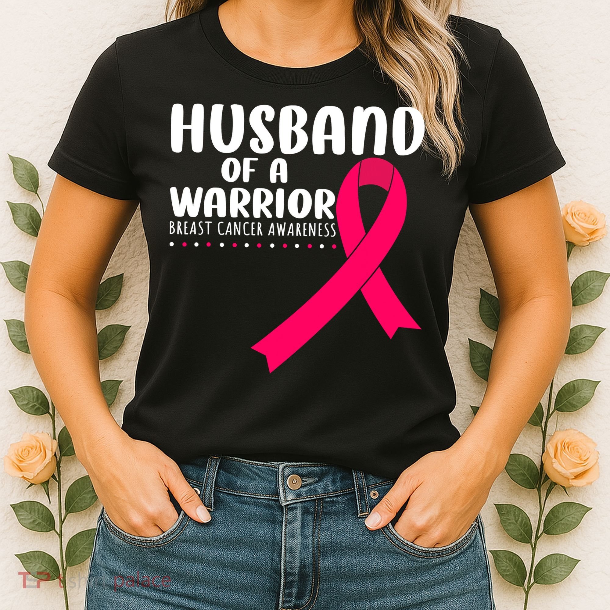 Husband Of A Warrior Pink Ribbon Breast Cancer Support Women's T-Shirt