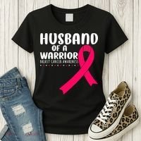 Husband Of A Warrior Pink Ribbon Breast Cancer Support Women's T-Shirt thumb 3