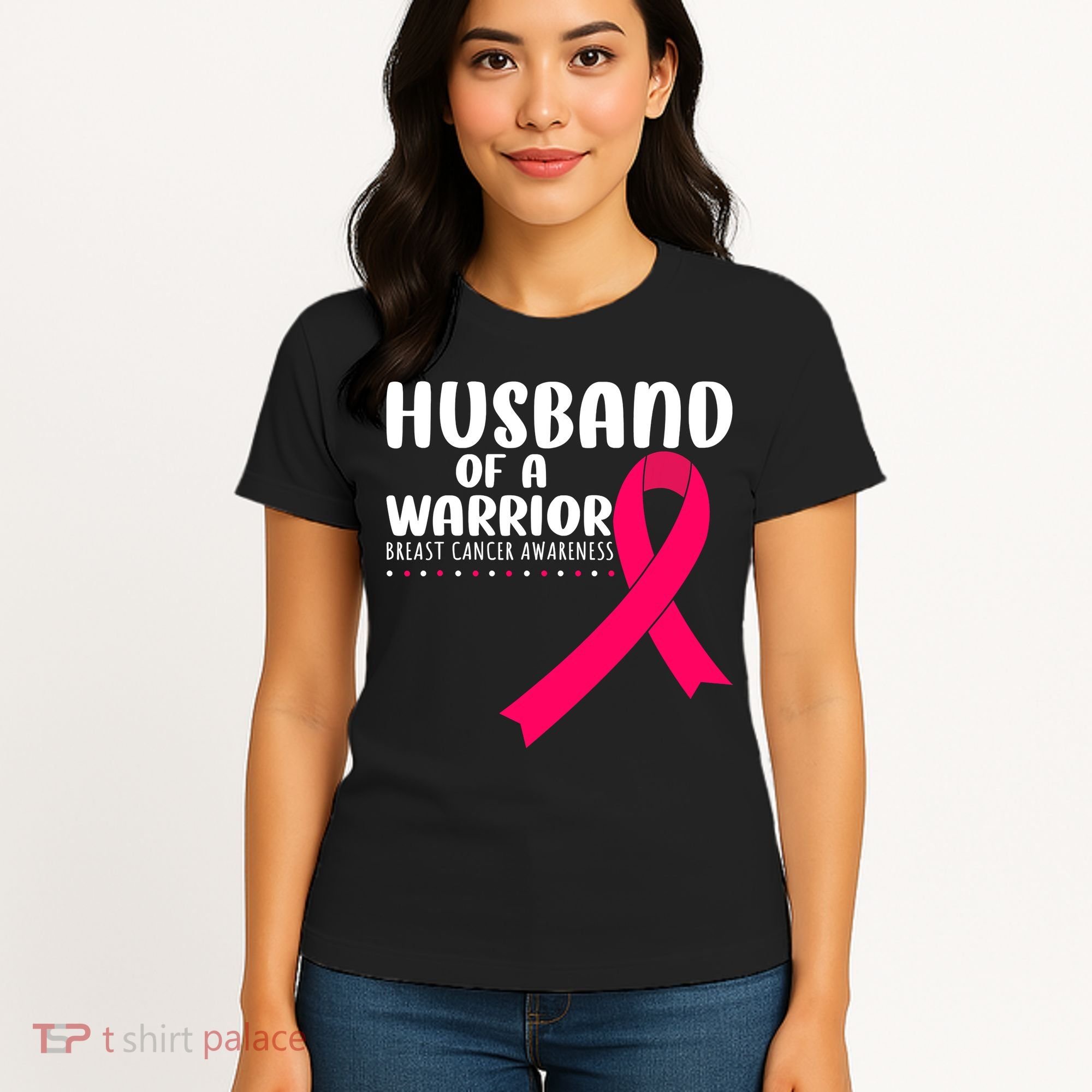 Husband Of A Warrior Pink Ribbon Breast Cancer Support Women's T-Shirt