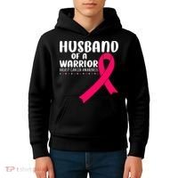 Husband Of A Warrior Pink Ribbon Breast Cancer Support Kids Hoodie thumb 4