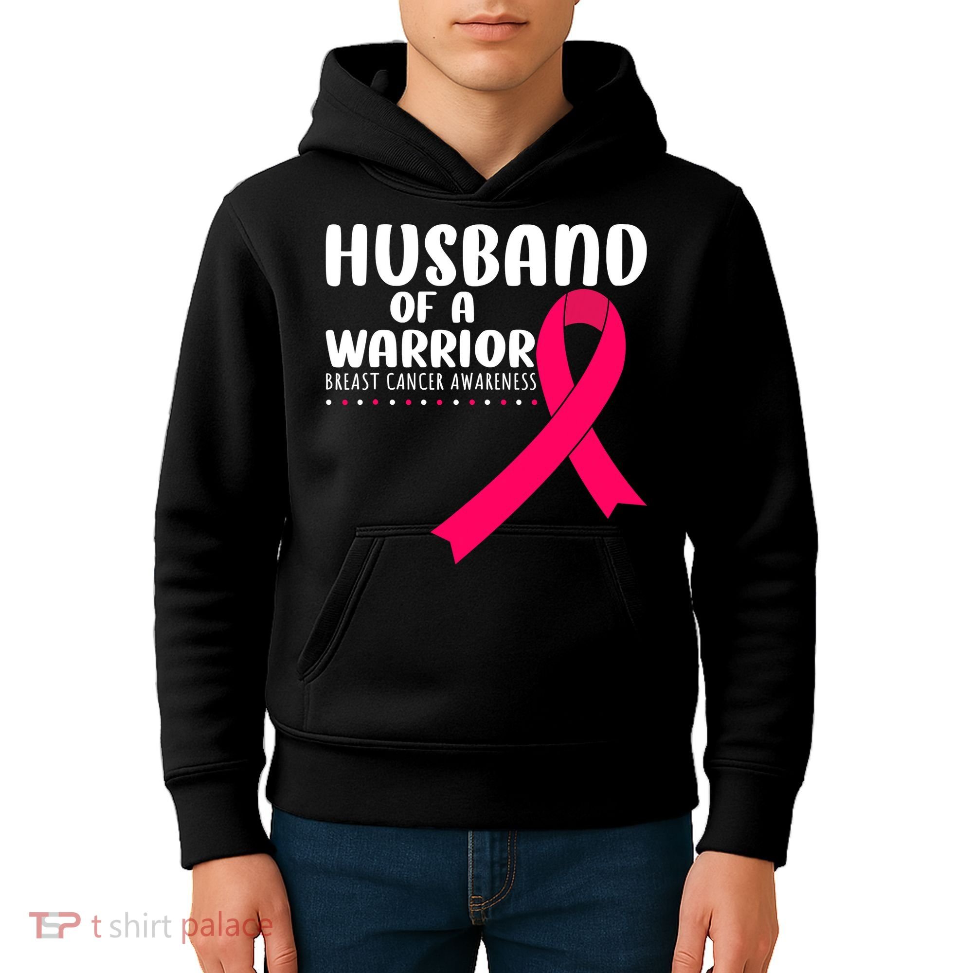 Husband Of A Warrior Pink Ribbon Breast Cancer Support Kids Hoodie