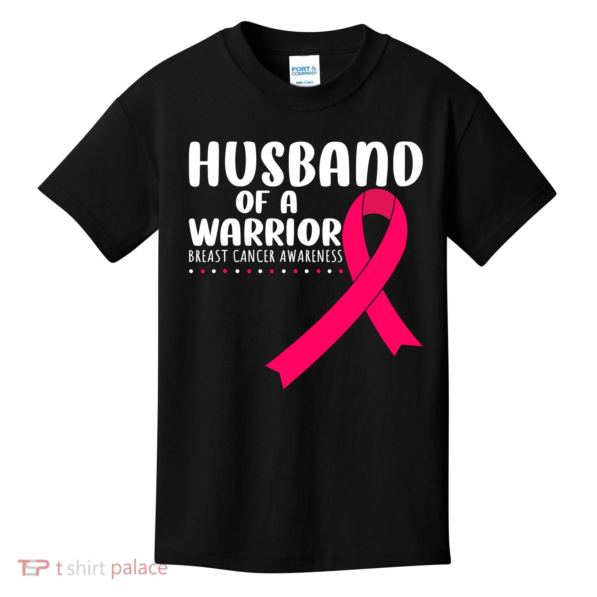 Husband Of A Warrior Pink Ribbon Breast Cancer Support Kids T-Shirt