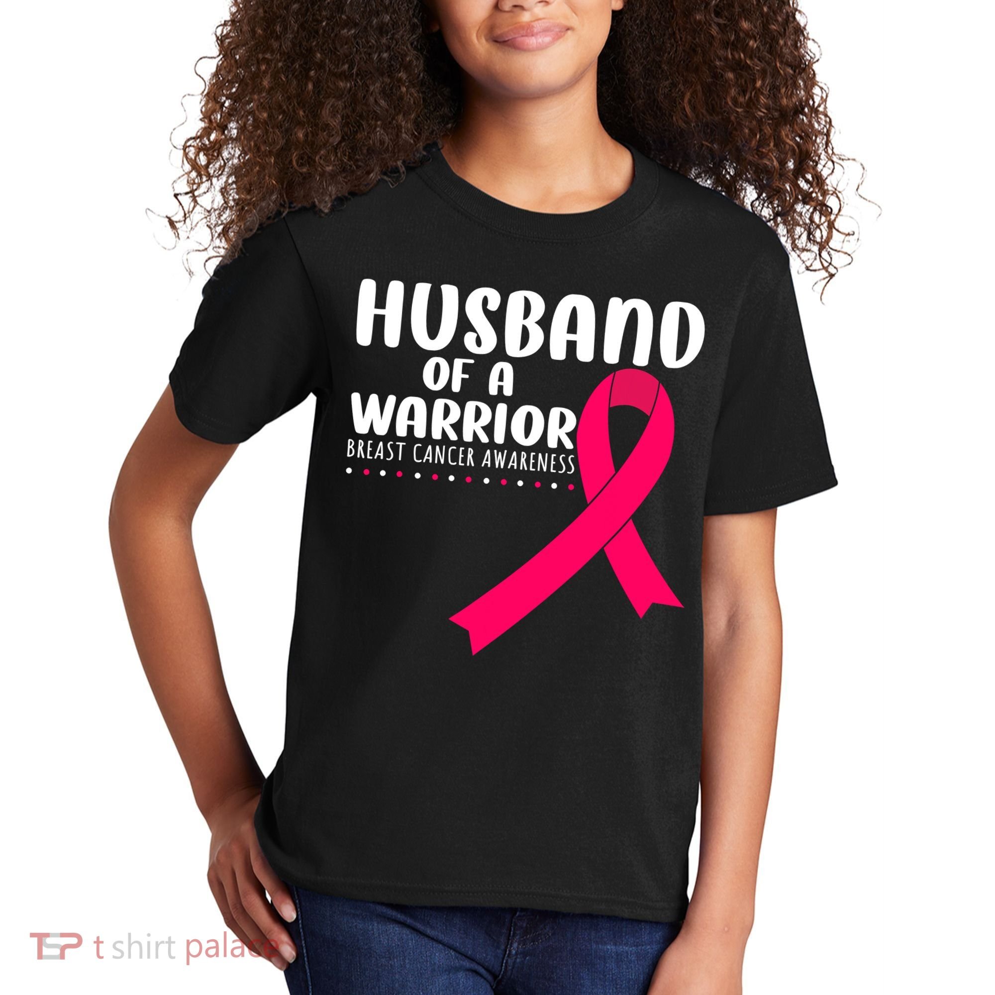 Husband Of A Warrior Pink Ribbon Breast Cancer Support Kids T-Shirt