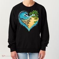 Heart-Shaped Ocean Beach Palm Tree Vacation Women's Sweatshirt thumb 0