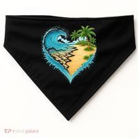 Heart-Shaped Ocean Beach Palm Tree Vacation USA-Made Doggie Bandana thumb 0