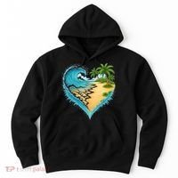 Heart-Shaped Ocean Beach Palm Tree Vacation Hoodie thumb 0