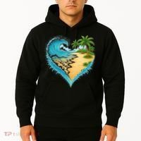 Heart-Shaped Ocean Beach Palm Tree Vacation Hoodie thumb 2
