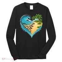 Heart-Shaped Ocean Beach Palm Tree Vacation Long Sleeve Shirt thumb 0